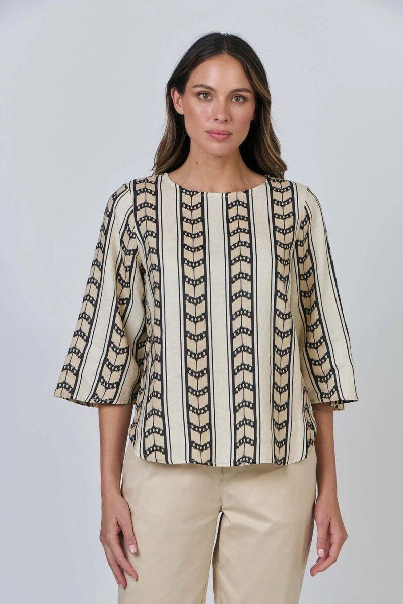 Naturals by O & J Ashley Linen Chevron Top