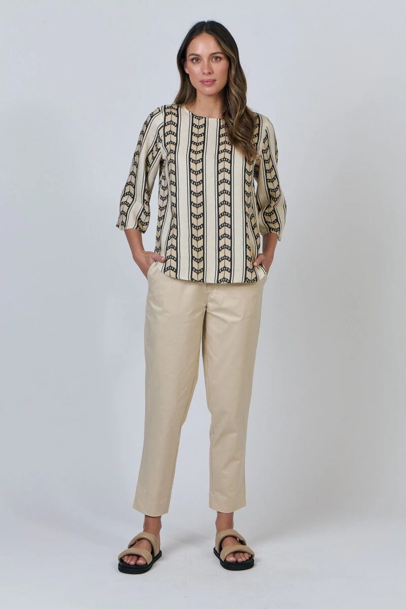 Naturals by O & J Ashley Linen Chevron Top - Image 3