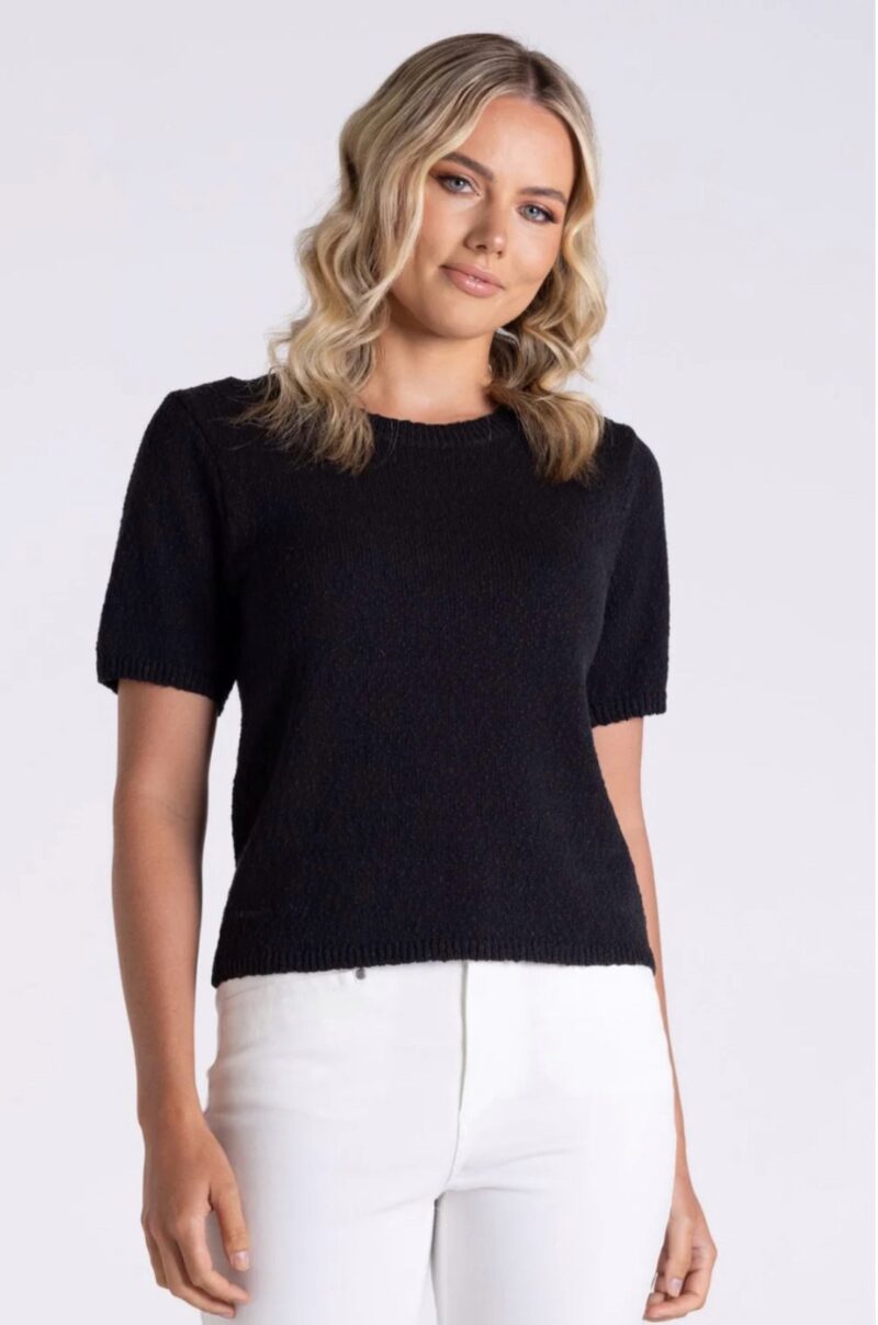 Two T's Boucle Black Knitted Top - Image 2