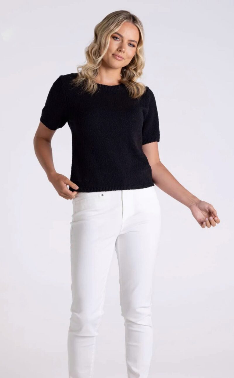Two T's Boucle Black Knitted Top