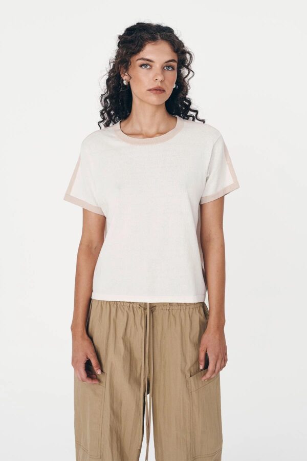 Rowie Rania Knit Tee Oat Milk