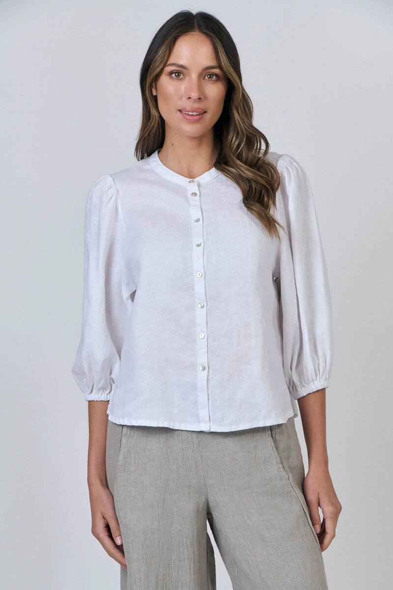 Naturals by O & J White Button Up Blouse - Image 3