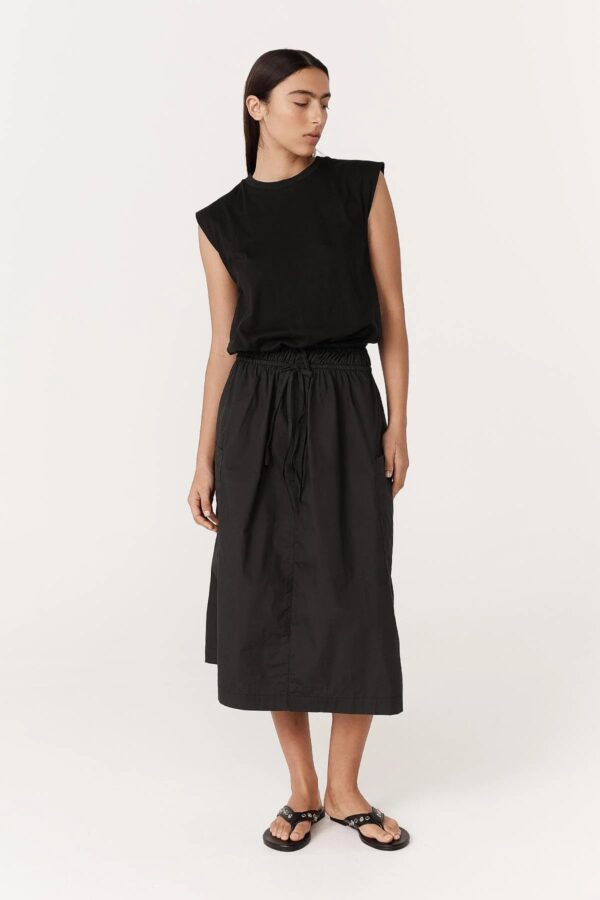 Rowie Jessica Organic Midi Dress Tonal Noir