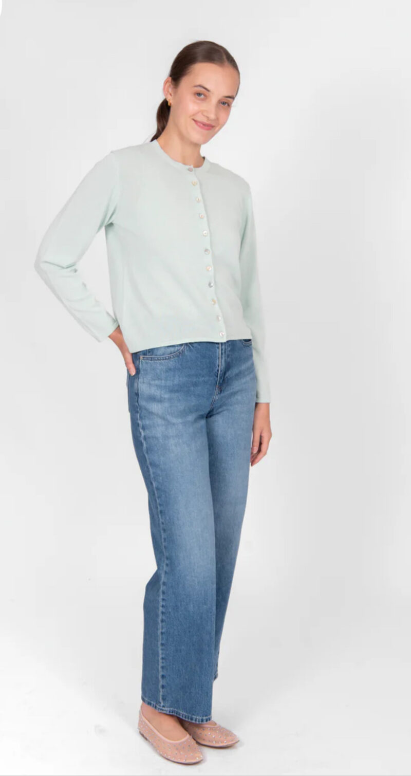 Bridge & Lord Lucia Mint curved hem cardigan