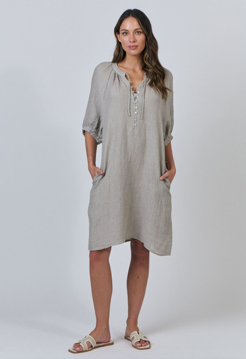 Naturals by O & J Cement Button Up Dress - Image 3