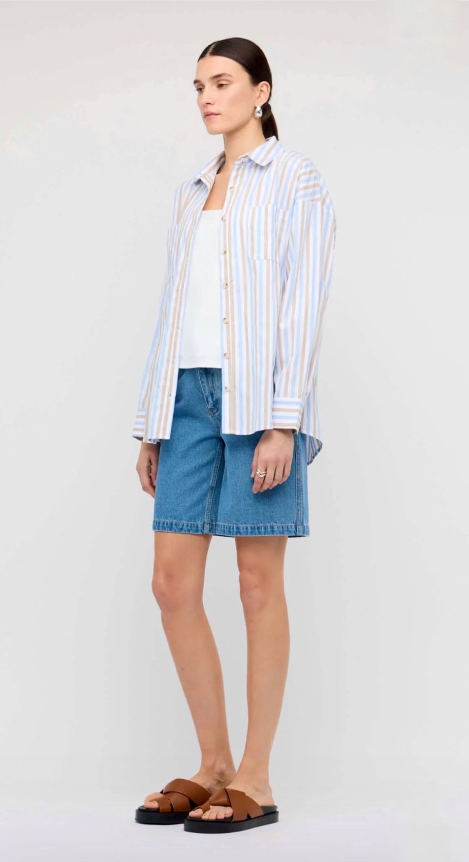 Staple the Label Marcella Blue/Brown Stripe Shirt - Image 4