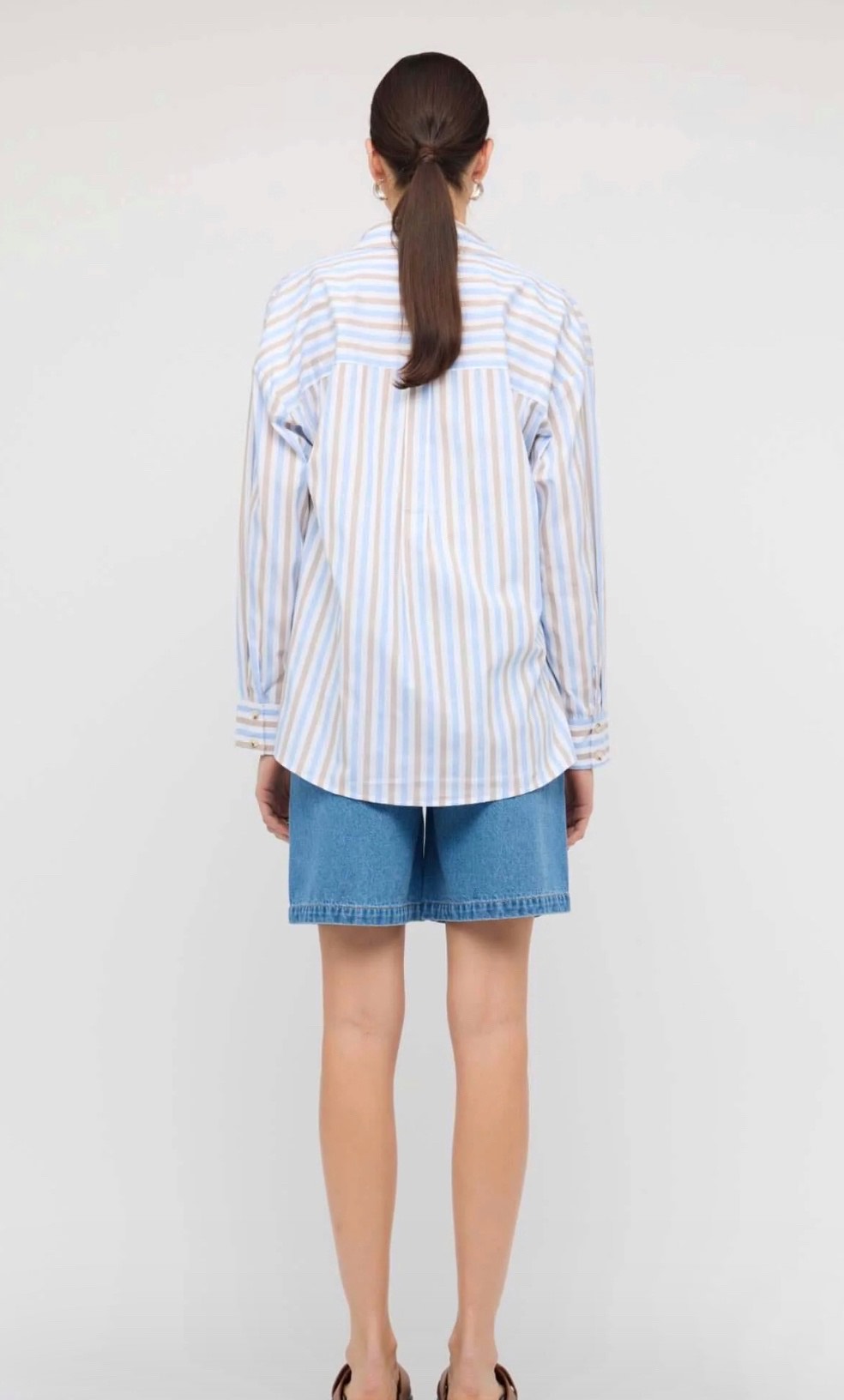 Staple the Label Marcella Blue/Brown Stripe Shirt - Image 3