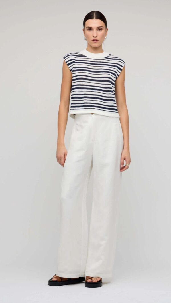 Staple the Label Palmer White/Navy Stripe Knit Tank