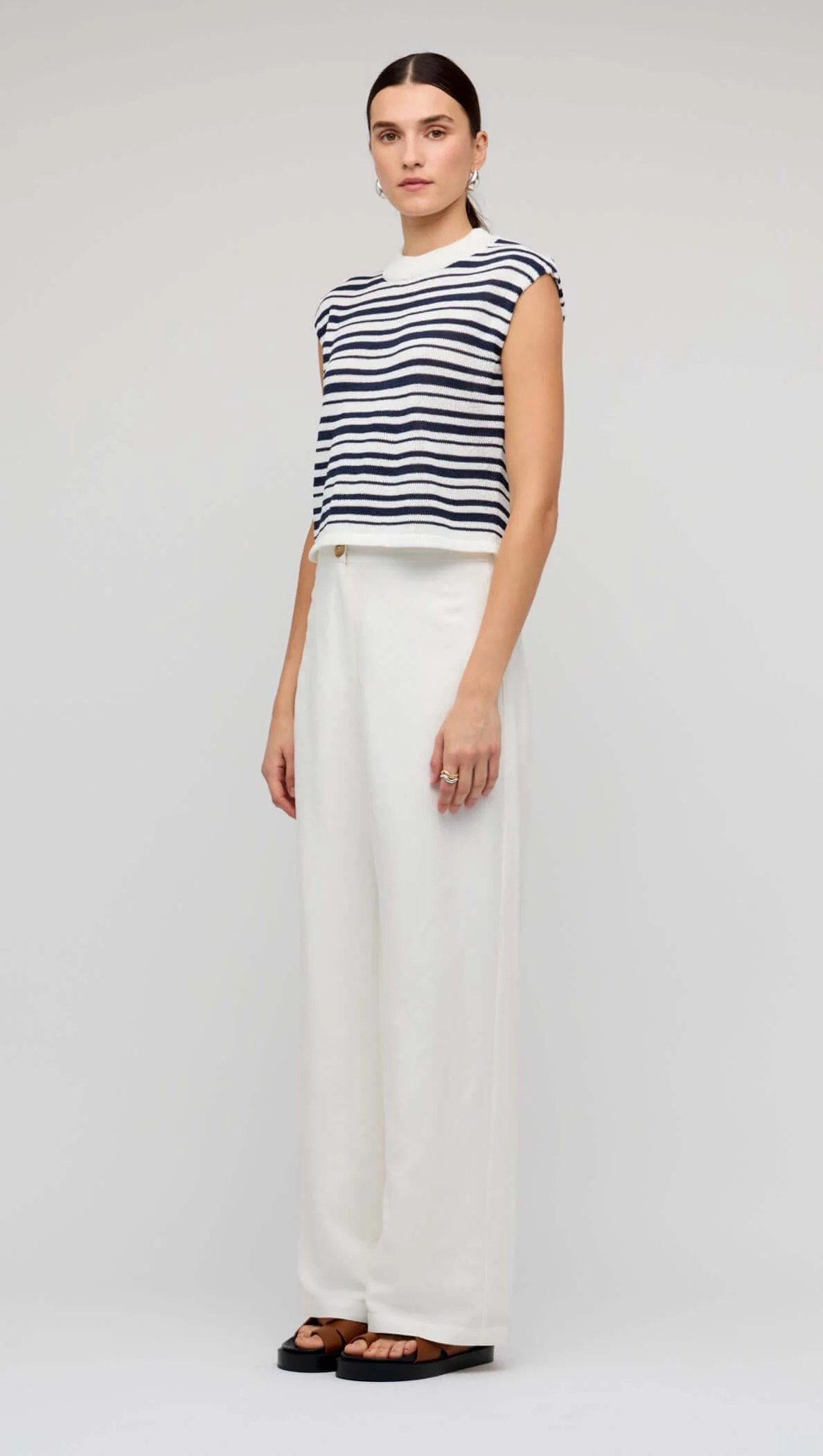 Staple the Label Palmer White/Navy Stripe Knit Tank - Image 2