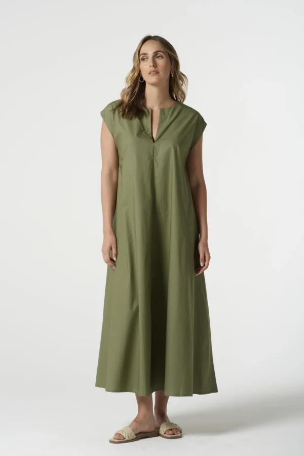 Goondiwindi Cotton V Neck Cap Sleeve Dress