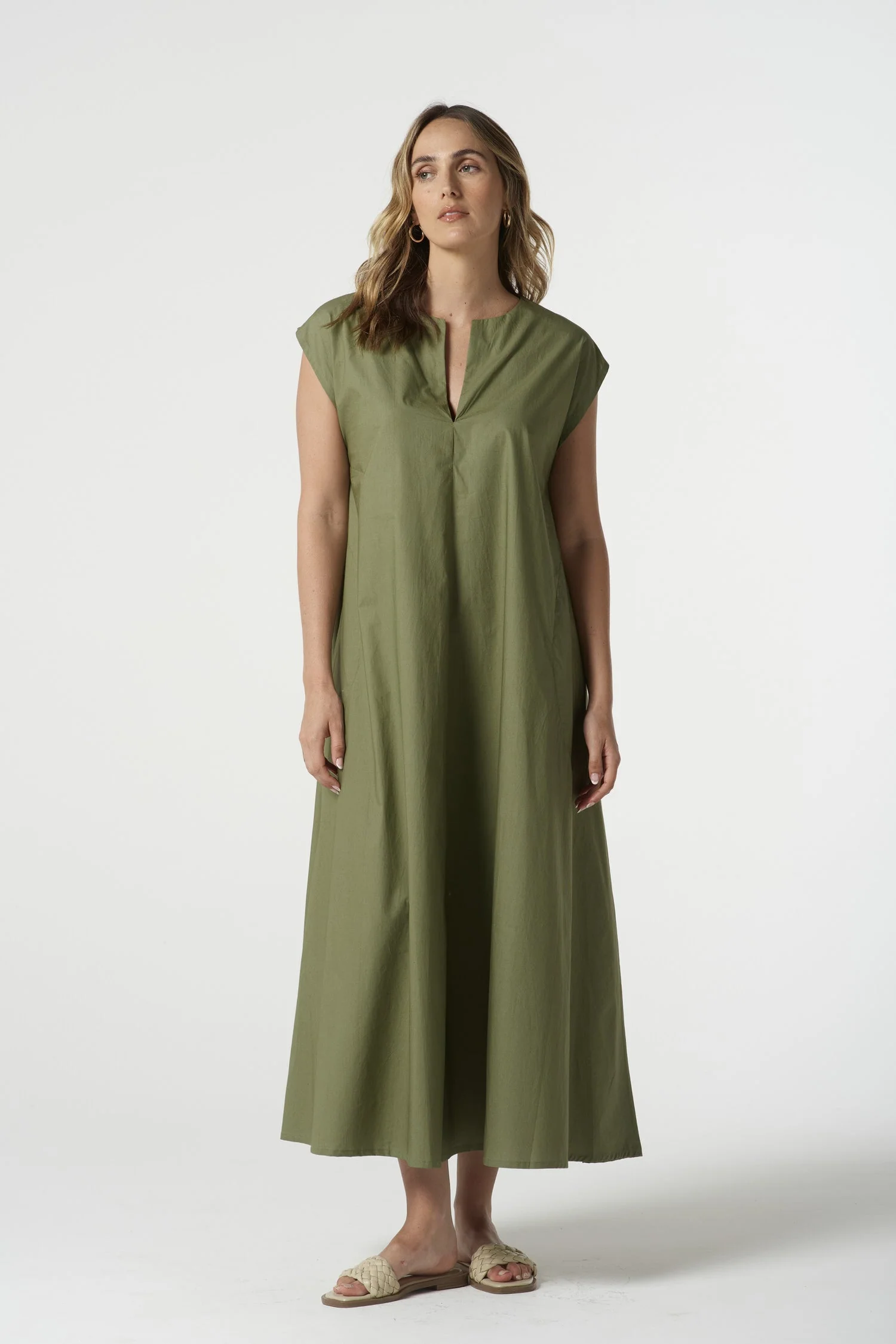 Goondiwindi Cotton V Neck Cap Sleeve Dress