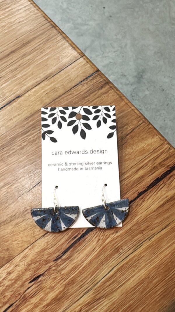 Cara Edwards ceramic earrings half moon fans