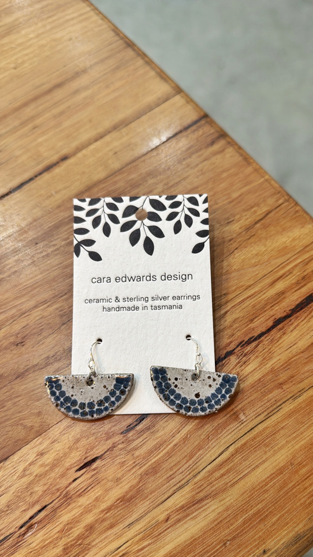 Cara Edwards ceramic earrings half moon fans - Image 2