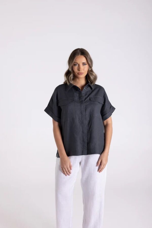 Two T's Charcoal Button Up Shirt