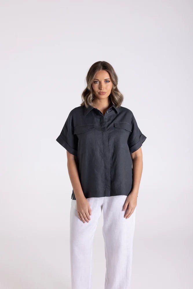 Two T's Charcoal Button Up Shirt