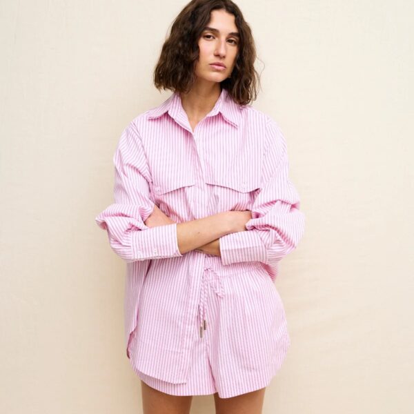 Kinney Riley Shirt - Pink Pinstripe