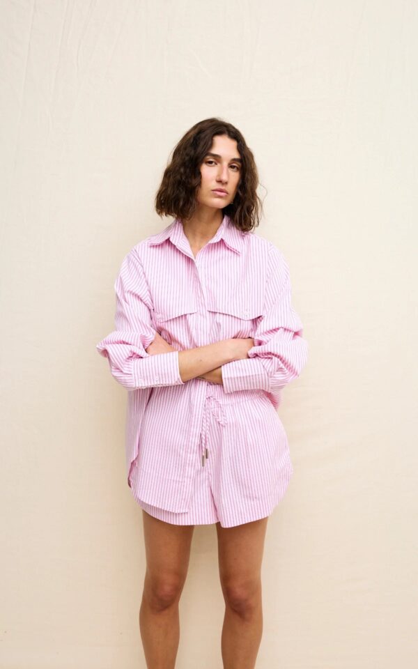 Kinney Riley Shirt - Pink Pinstripe