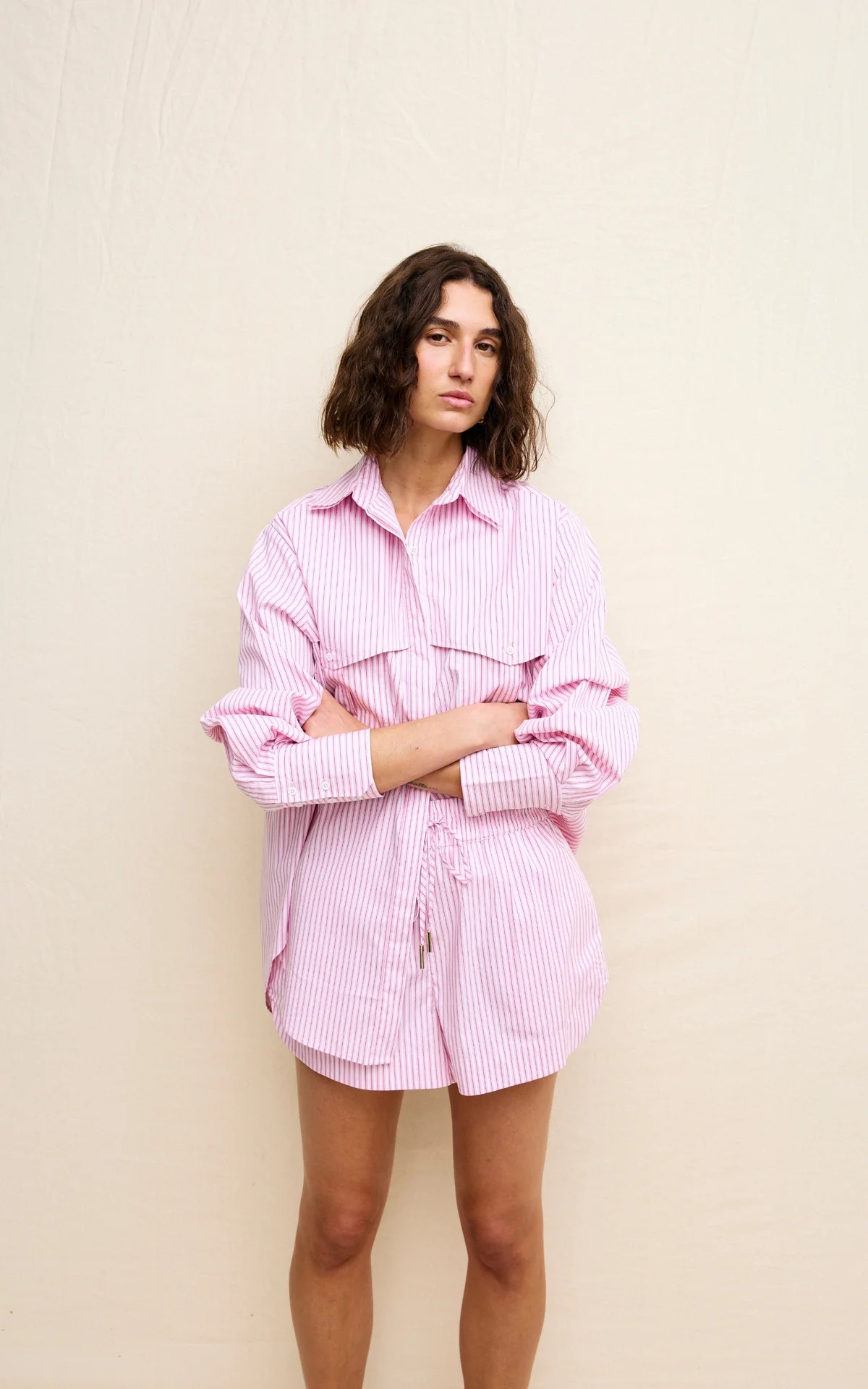 Kinney Riley Shirt - Pink Pinstripe