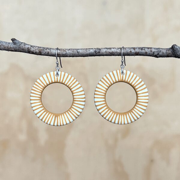 Cara Edwards ceramic earrings Mustard hoops