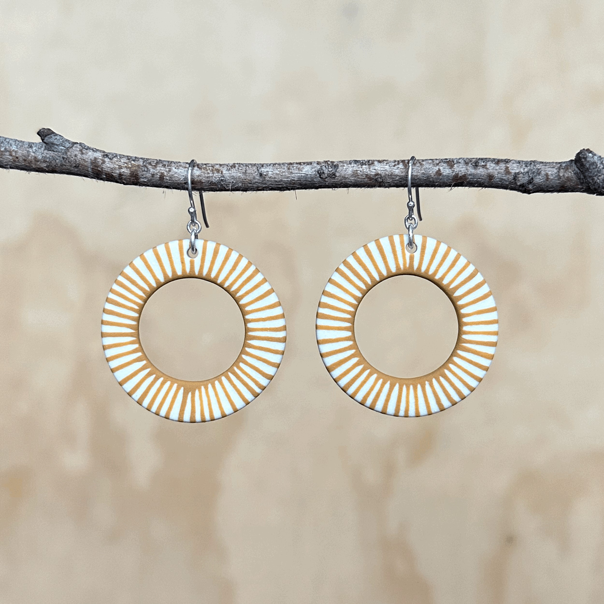 Cara Edwards ceramic earrings Mustard hoops