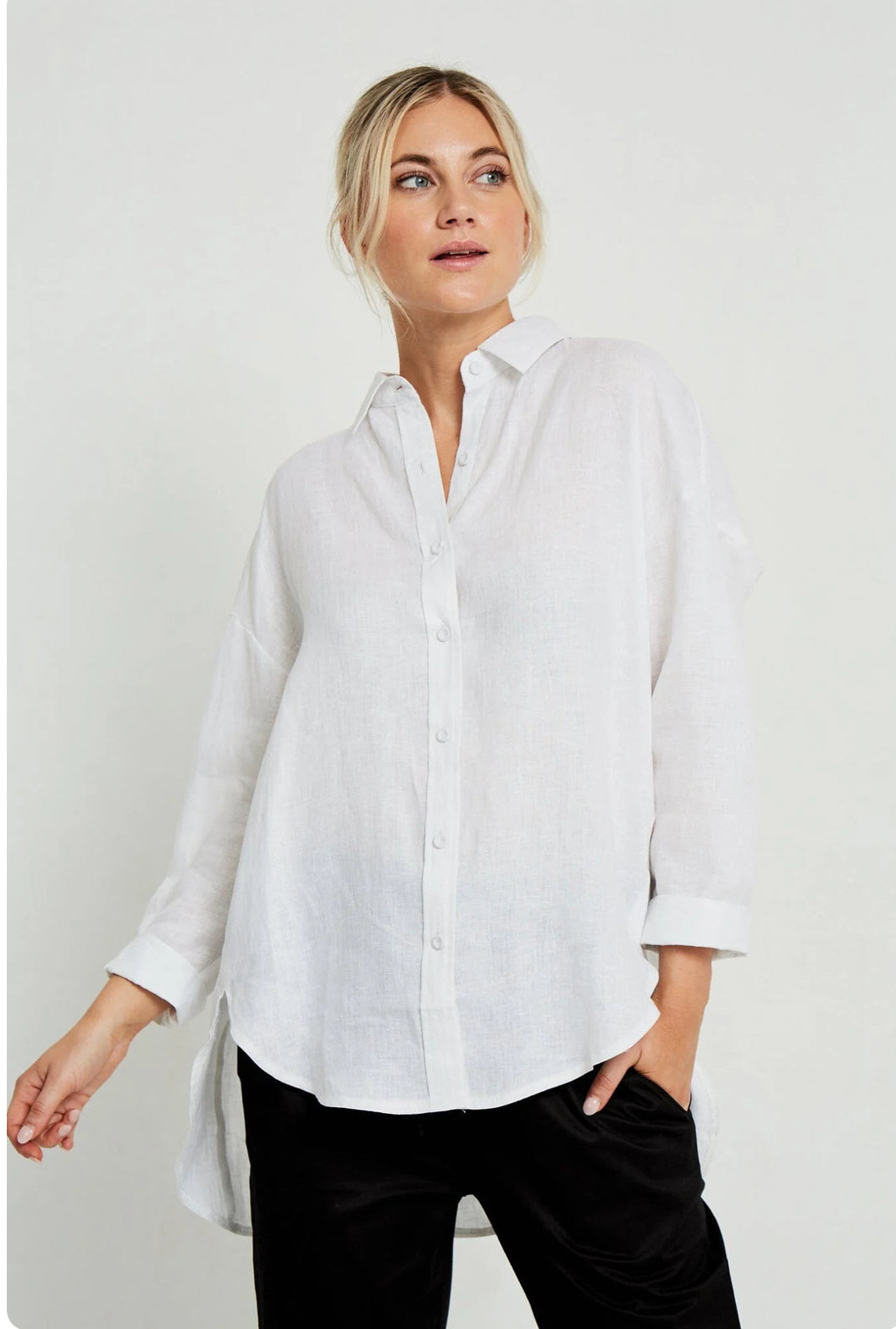 Little Lies White Linen Boyfriend Shirt