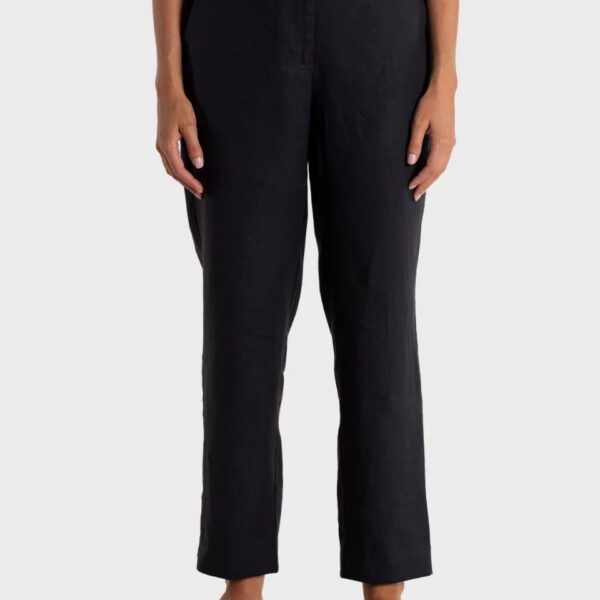 Two T's Classic Linen Black  7/8 Pant