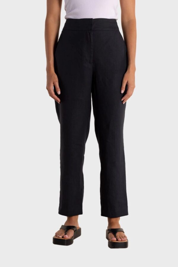 Two T's Classic Linen Black  7/8 Pant