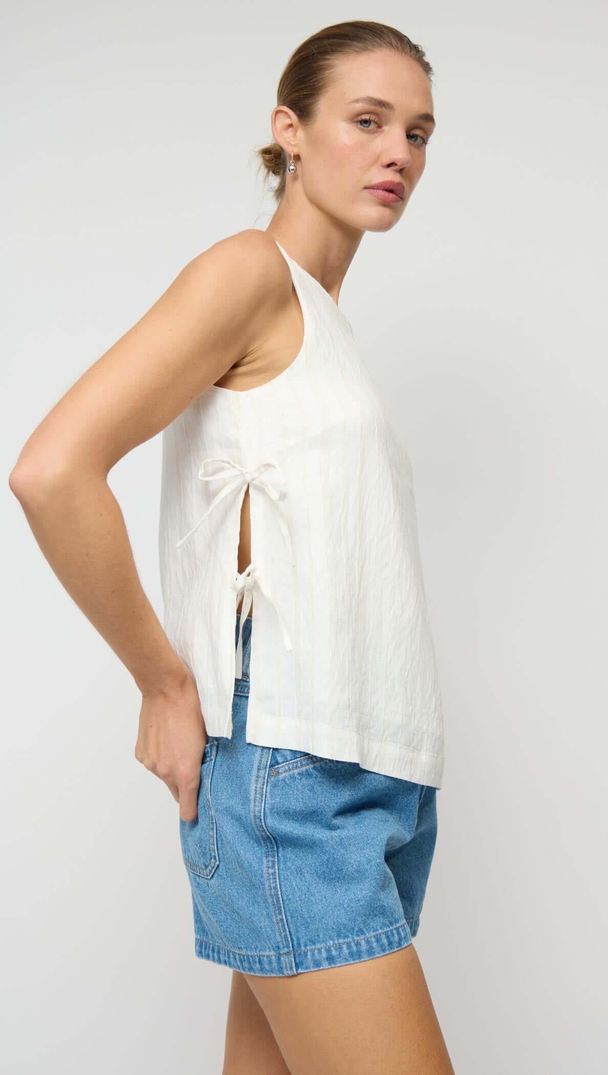 Staple the Label Bianca Tie Side Top Off White/Beige - Image 2