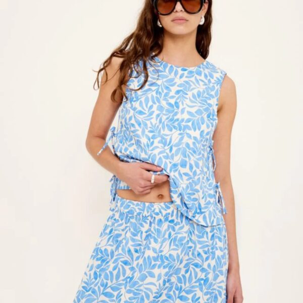 Staple the Label Solea Blue Leaf Tie Side Top