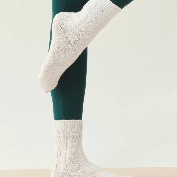 MoveActive Crew Grip Socks Cable Knit Ivory