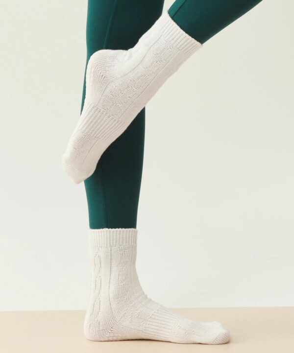 MoveActive Crew Grip Socks Cable Knit Ivory