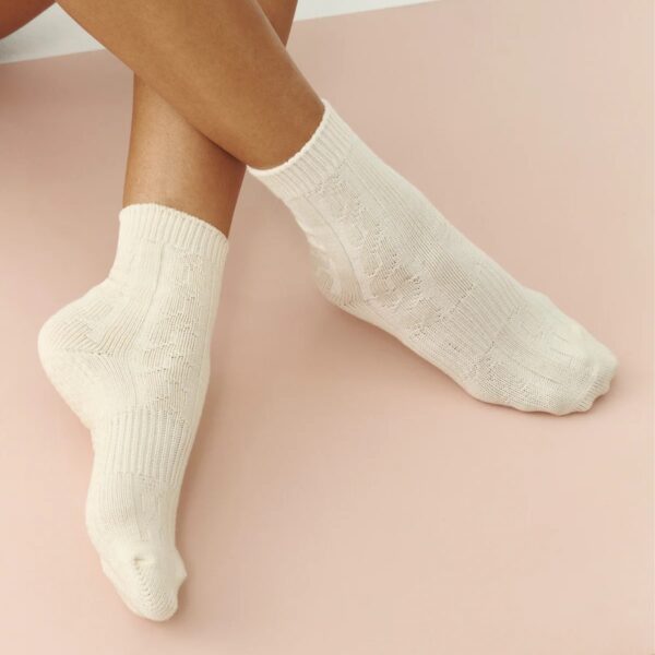 MoveActive Crew Grip Socks Cable Knit Oat