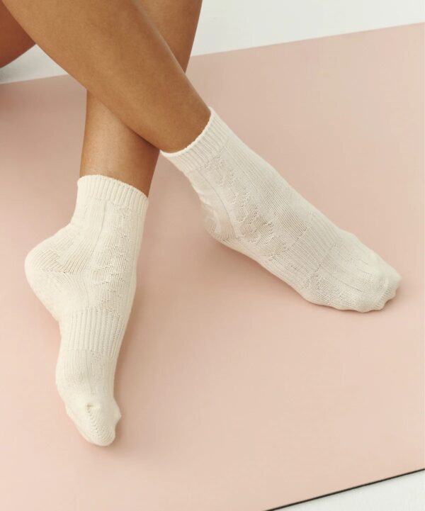 MoveActive Crew Grip Socks Cable Knit Oat