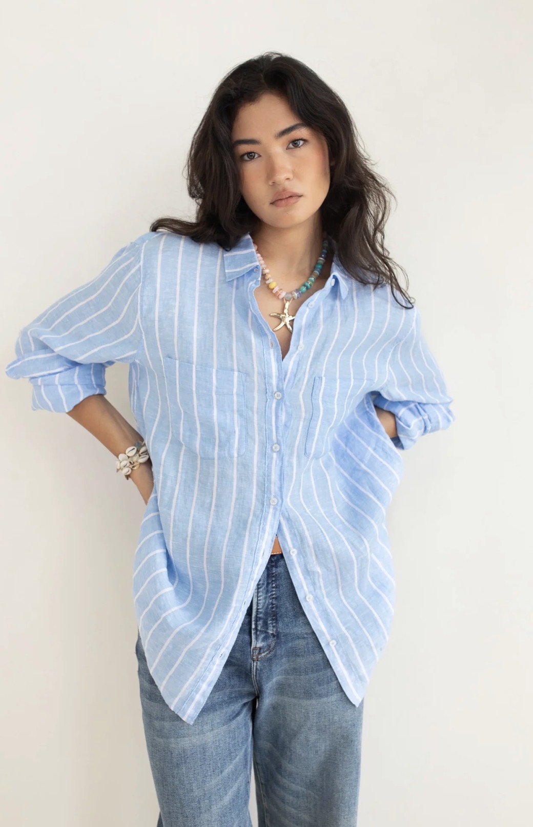HUT Amalfi Stripe Boyfriend Shirt - Image 3