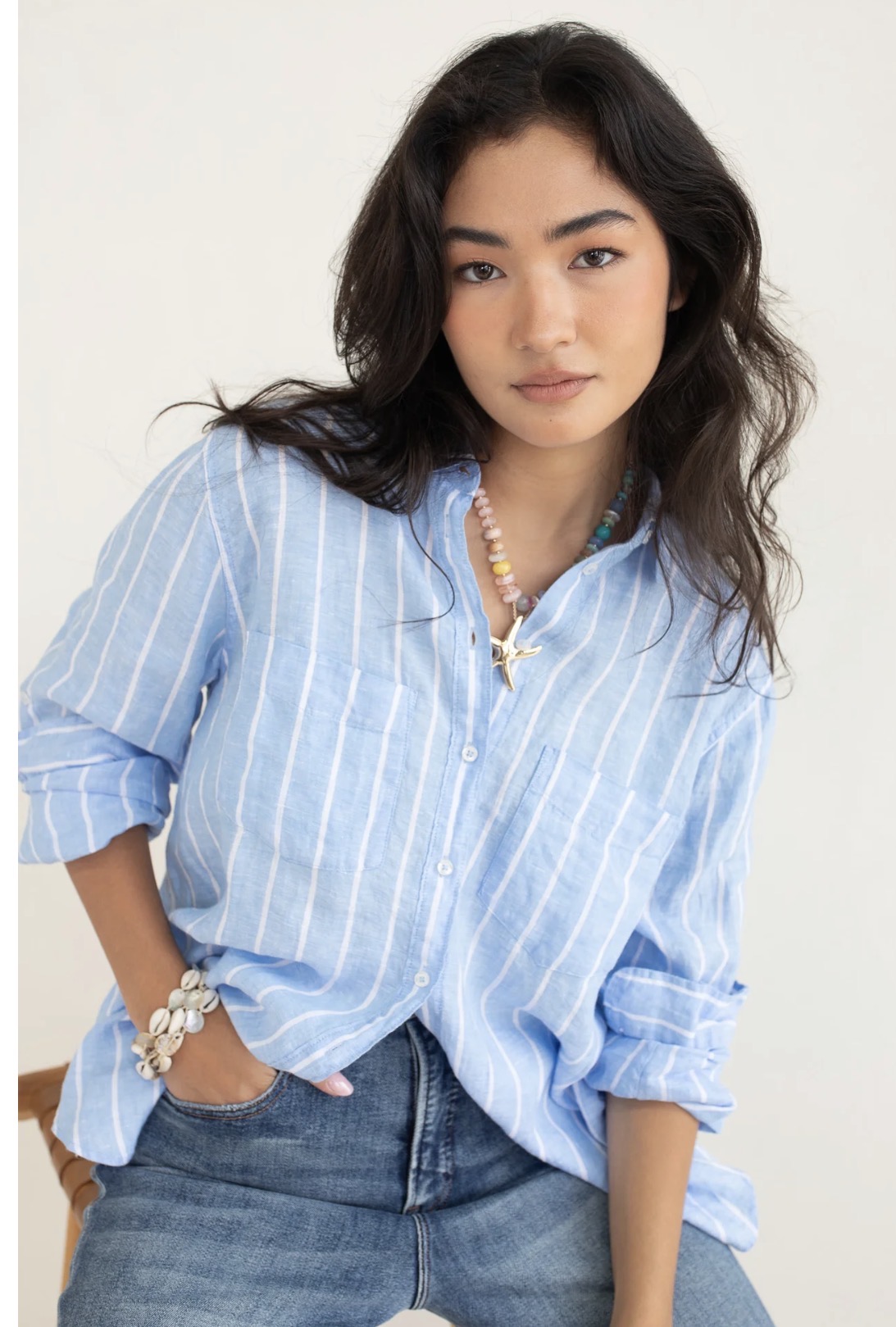 HUT Amalfi Stripe Boyfriend Shirt