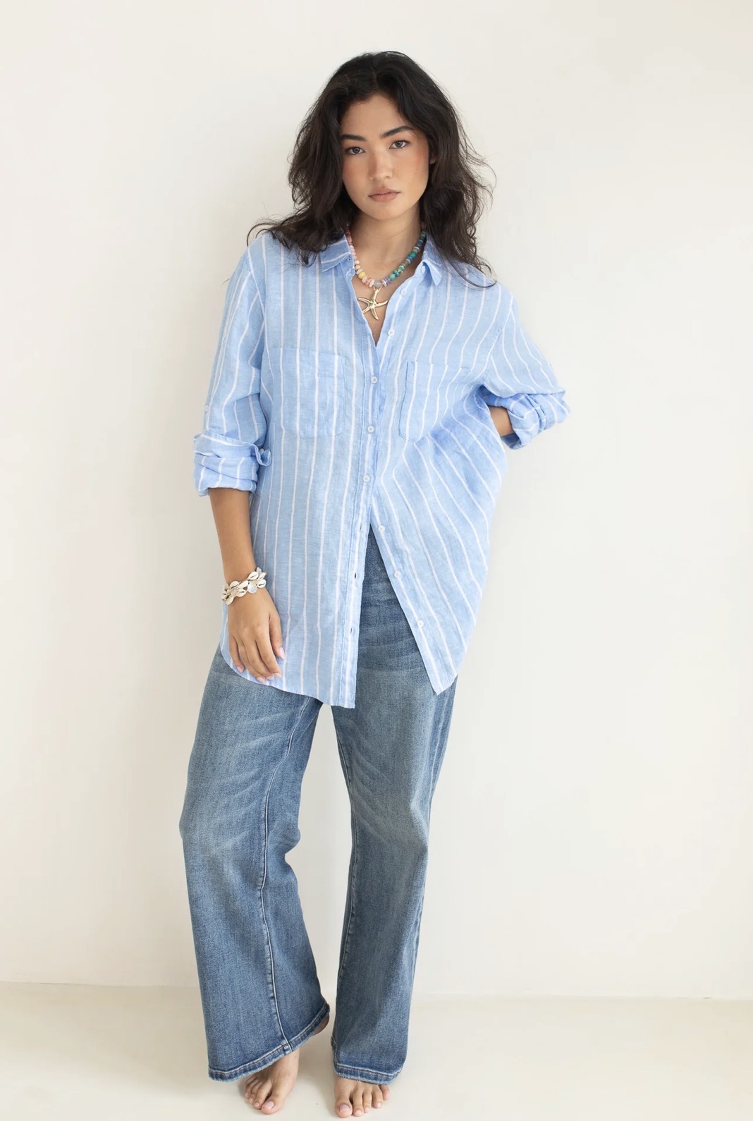 HUT Amalfi Stripe Boyfriend Shirt - Image 2