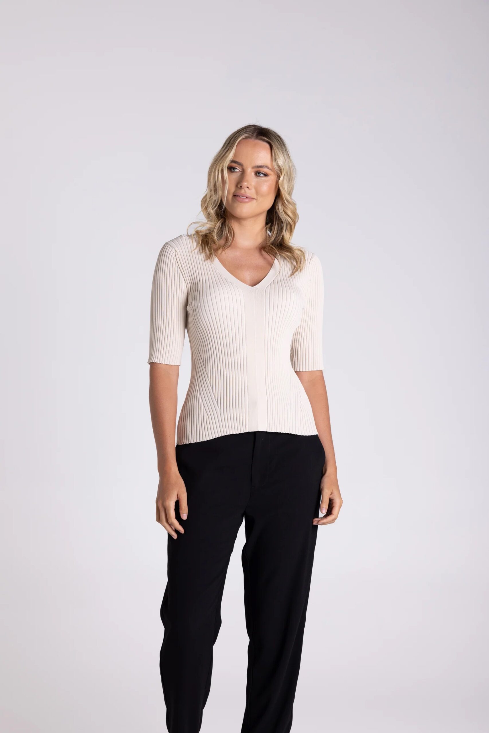 Two T's V Neck Rib Top