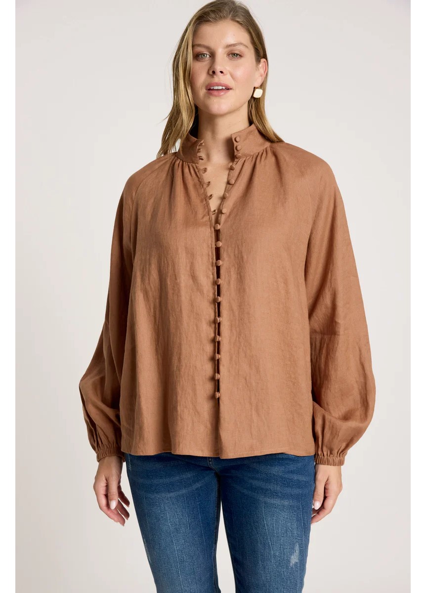 Eb & Ive Bajau Button Shirt - Clay - Image 2
