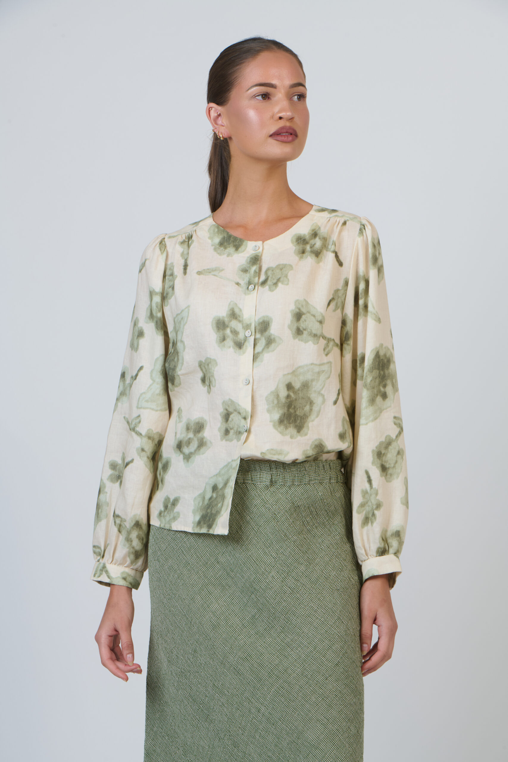 Naturals by O & J Statement Sleeve Blouse - Patina Petals - Image 4
