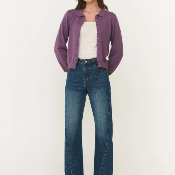Rowie Celia Merino Knit Cardigan - Grape