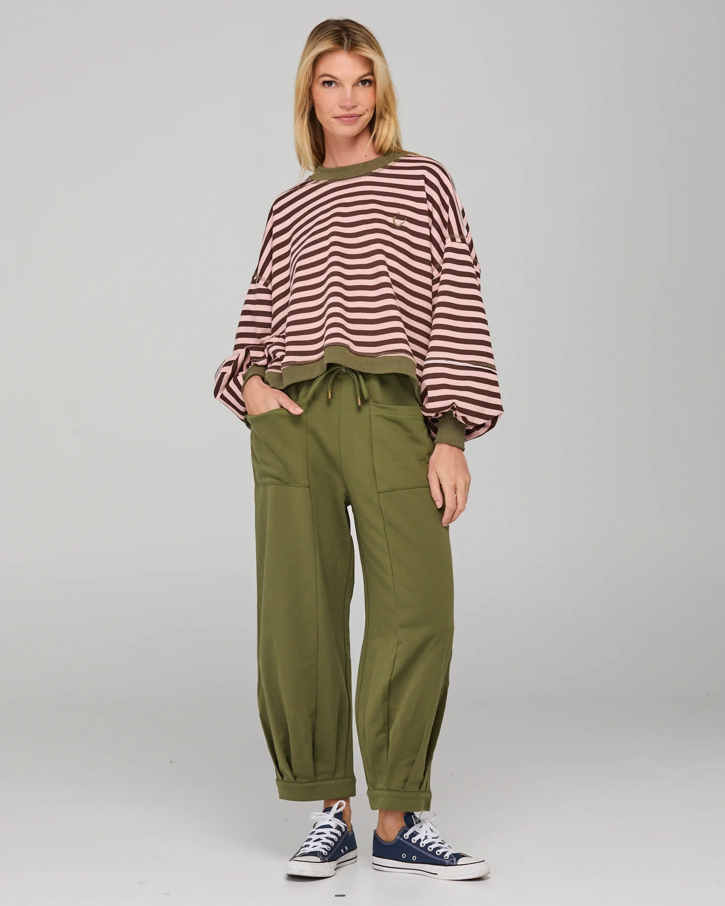 Boom Shankar Guru Sweater - Dusty Pink Stripe - Image 4