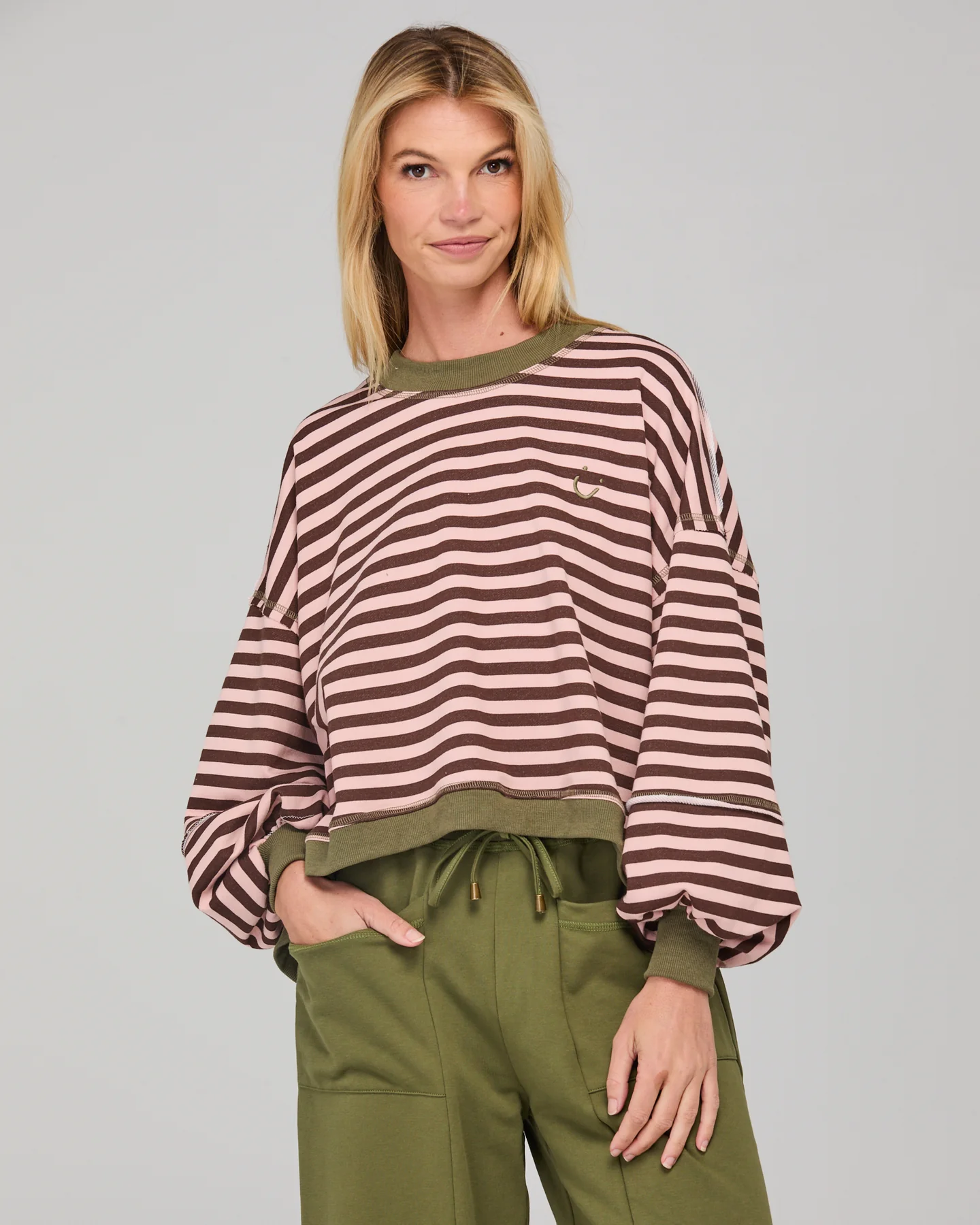 Boom Shankar Guru Sweater - Dusty Pink Stripe