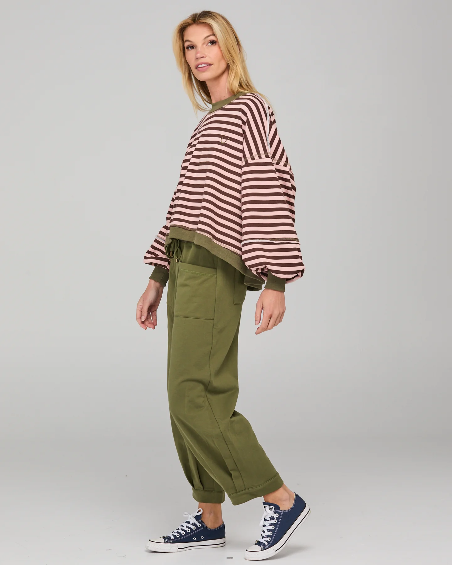 Boom Shankar Guru Sweater - Dusty Pink Stripe - Image 2