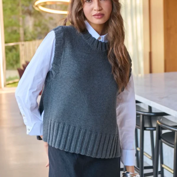 Naturals by O & J Knit Vest - Coal