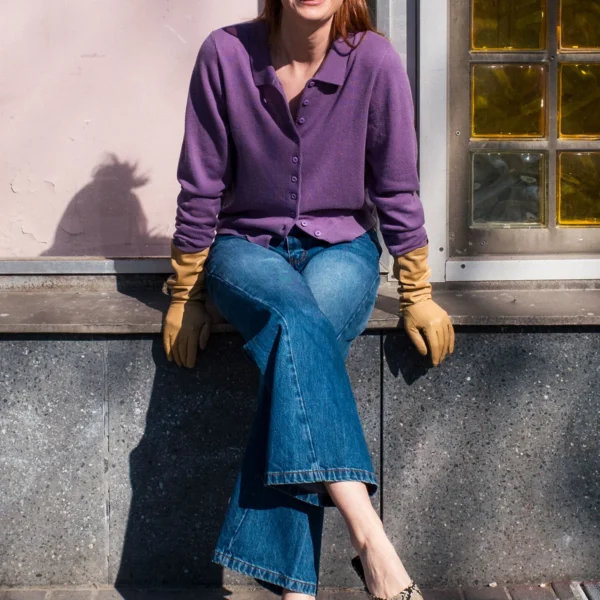 Rowie Celia Merino Knit Cardigan - Grape