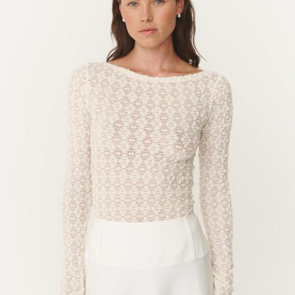 Rowie Samantha Clover Lace Top - Creme