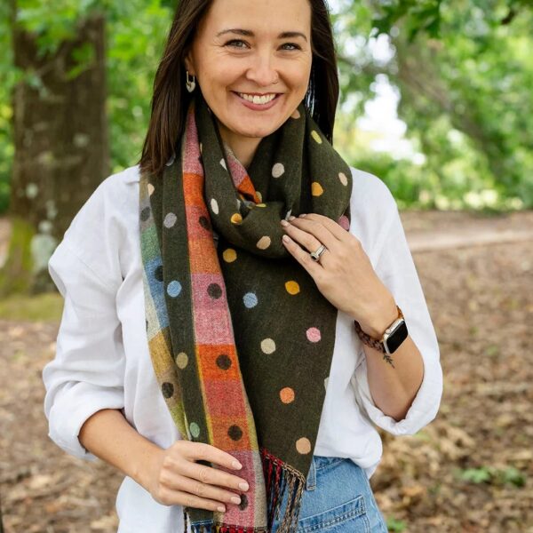 Greenwood Spotty Dotty Scarf  in Olive Green