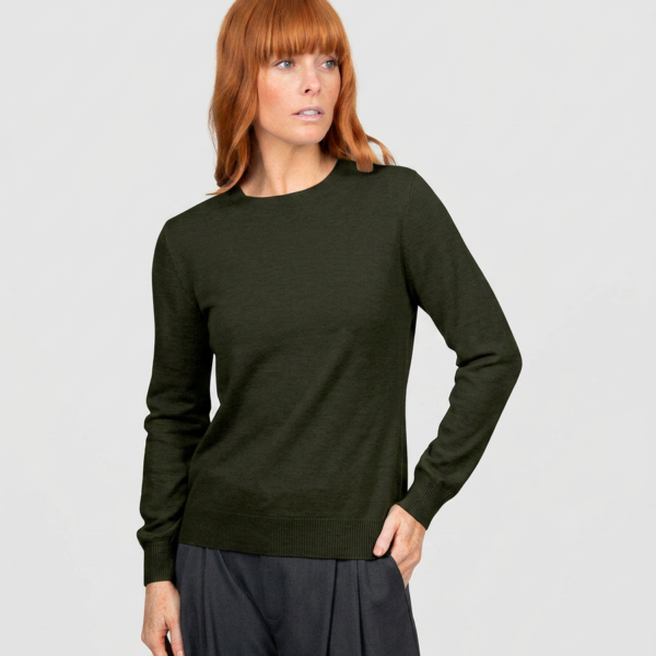 Bridge & Lord Chloe Merino Cashmere Pullover  - Olive