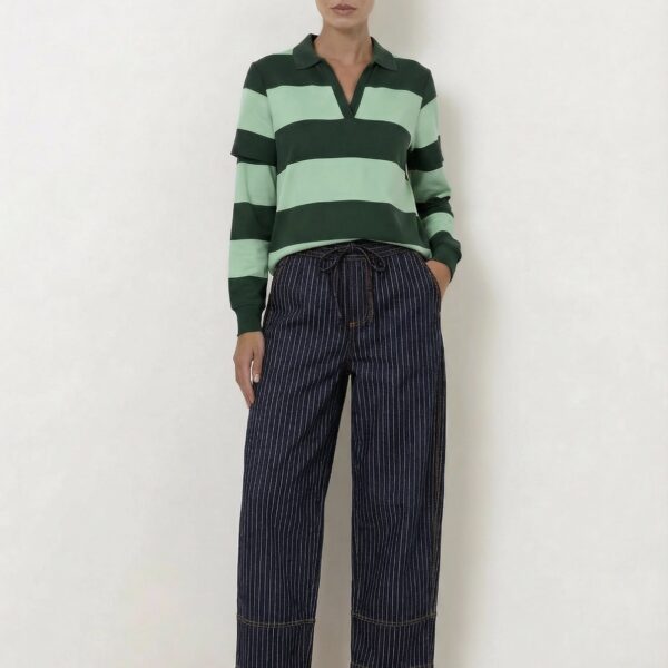 Liberty Rose Pinstripe Barrel Leg Jean