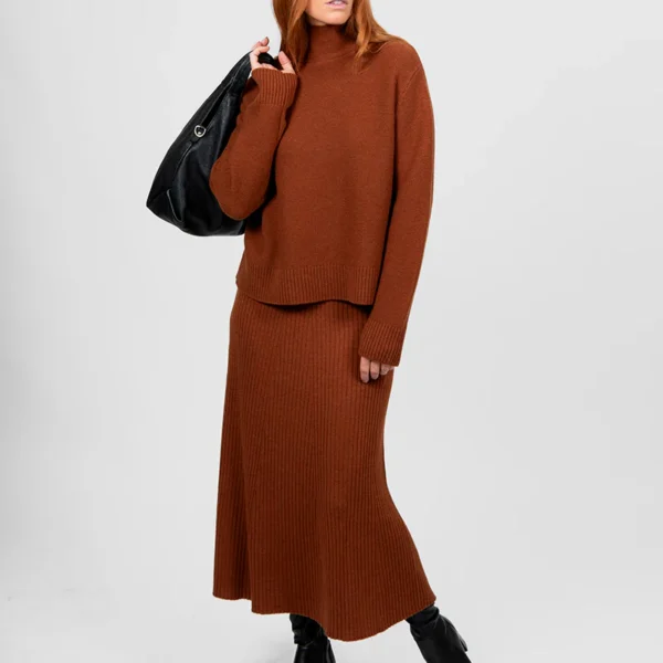 Bridge & Lord Merino Cashmere Skirt in Cognac